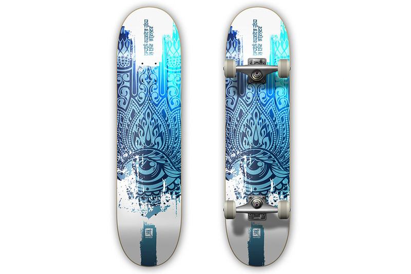 Illustrated skateboard deck graphics