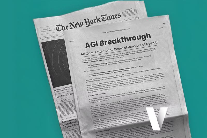 Full-page New York Times advertisement for Verses.ai